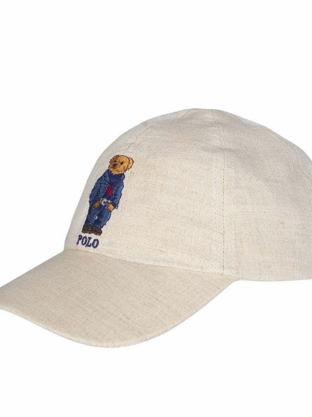 Polo by Ralph Lauren Cream Bear Embroidered Baseball Cap